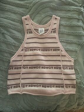 BDG Pink and Brown Striped Knit Crop Tank